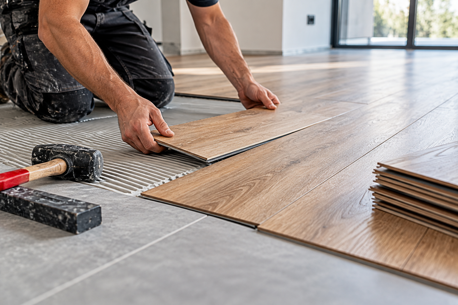 installing warm oak plank flooring